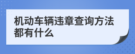 機(jī)動(dòng)車輛違章查詢方法都有什么