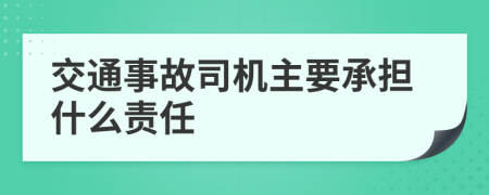 交通事故司機主要承擔什么責任