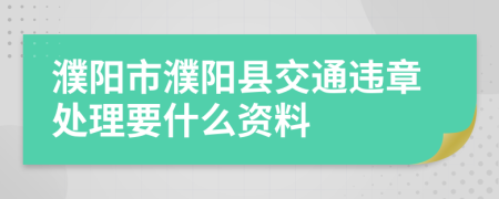濮陽(yáng)市濮陽(yáng)縣交通違章處理要什么資料