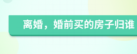 離婚，婚前買(mǎi)的房子歸誰(shuí)