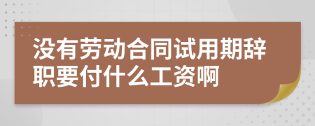 沒(méi)有勞動(dòng)合同試用期辭職要付什么工資啊