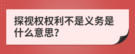 探視權(quán)權(quán)利不是義務(wù)是什么意思？