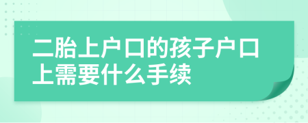 二胎上戶(hù)口的孩子戶(hù)口上需要什么手續(xù)