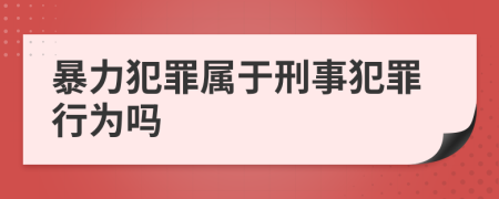 暴力犯罪屬于刑事犯罪行為嗎