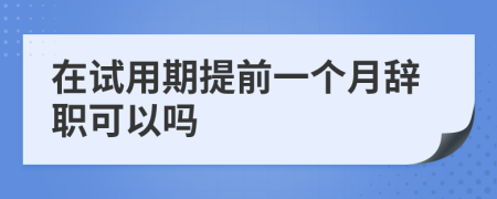 在試用期提前一個月辭職可以嗎