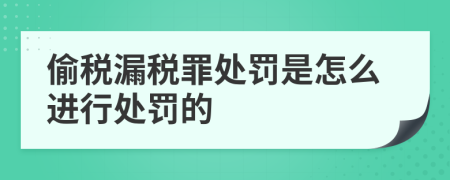偷稅漏稅罪處罰是怎么進(jìn)行處罰的