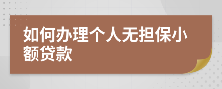 如何辦理個(gè)人無擔(dān)保小額貸款