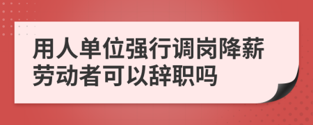 用人單位強(qiáng)行調(diào)崗降薪勞動(dòng)者可以辭職嗎
