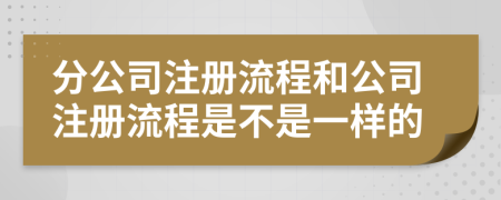 分公司注冊流程和公司注冊流程是不是一樣的