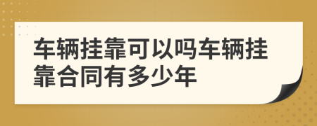 車(chē)輛掛靠可以嗎車(chē)輛掛靠合同有多少年