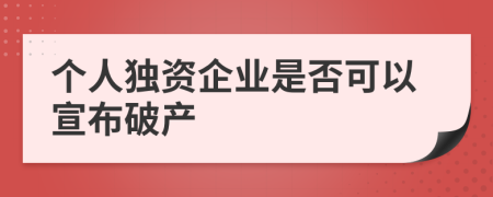個(gè)人獨(dú)資企業(yè)是否可以宣布破產(chǎn)