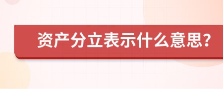 資產分立表示什么意思？