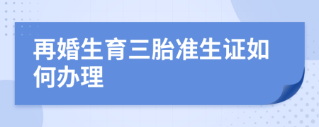 再婚生育三胎準生證如何辦理