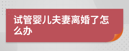 試管嬰兒夫妻離婚了怎么辦