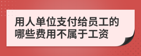 用人單位支付給員工的哪些費用不屬于工資