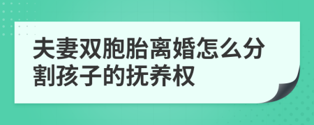 夫妻雙胞胎離婚怎么分割孩子的撫養(yǎng)權(quán)