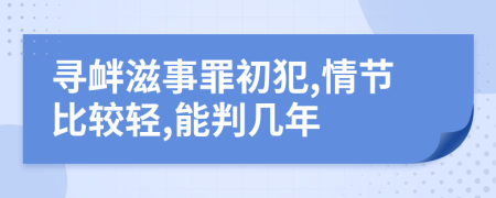 尋釁滋事罪初犯,情節(jié)比較輕,能判幾年