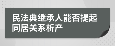 民法典繼承人能否提起同居關系析產(chǎn)
