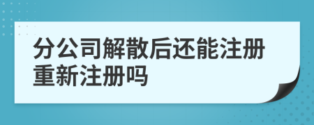 分公司解散后還能注冊(cè)重新注冊(cè)嗎