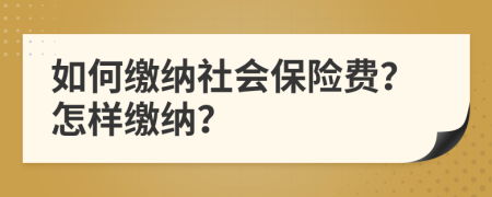 如何繳納社會(huì)保險(xiǎn)費(fèi)？怎樣繳納？