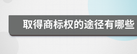 取得商標(biāo)權(quán)的途徑有哪些