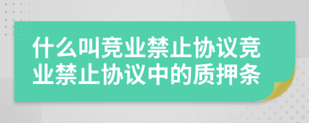 什么叫競(jìng)業(yè)禁止協(xié)議競(jìng)業(yè)禁止協(xié)議中的質(zhì)押條
