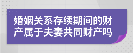 婚姻關(guān)系存續(xù)期間的財產(chǎn)屬于夫妻共同財產(chǎn)嗎