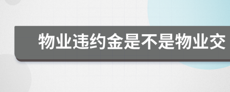 物業(yè)違約金是不是物業(yè)交