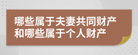 哪些屬于夫妻共同財(cái)產(chǎn)和哪些屬于個(gè)人財(cái)產(chǎn)