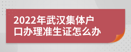 2022年武漢集體戶口辦理準(zhǔn)生證怎么辦