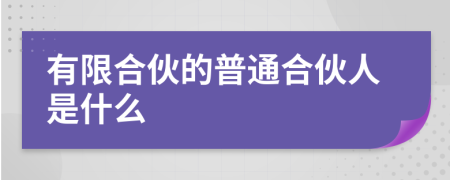 有限合伙的普通合伙人是什么