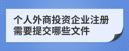個(gè)人外商投資企業(yè)注冊(cè)需要提交哪些文件