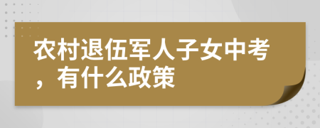 農(nóng)村退伍軍人子女中考，有什么政策