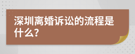 深圳離婚訴訟的流程是什么？