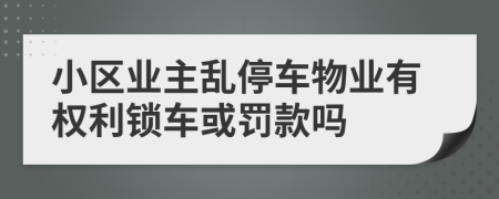 小區(qū)業(yè)主亂停車物業(yè)有權(quán)利鎖車或罰款嗎