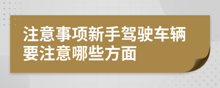 注意事項新手駕駛車輛要注意哪些方面
