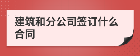 建筑和分公司簽訂什么合同