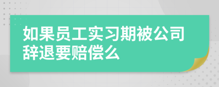 如果員工實(shí)習(xí)期被公司辭退要賠償么