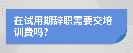在試用期辭職需要交培訓費嗎?