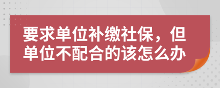要求單位補(bǔ)繳社保，但單位不配合的該怎么辦