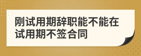 剛試用期辭職能不能在試用期不簽合同