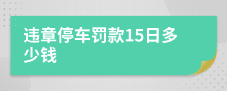 違章停車罰款15日多少錢
