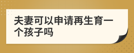 夫妻可以申請(qǐng)?jiān)偕粋€(gè)孩子嗎
