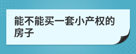 能不能買一套小產(chǎn)權(quán)的房子