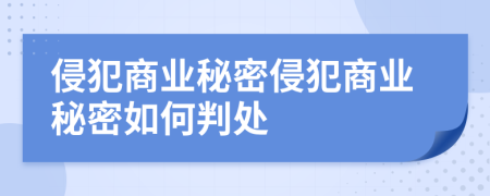 侵犯商业秘密侵犯商业秘密如何判处