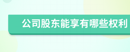 公司股東能享有哪些權(quán)利