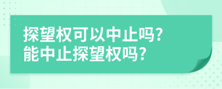 探望權可以中止嗎? 能中止探望權嗎?