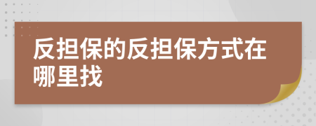 反擔(dān)保的反擔(dān)保方式在哪里找
