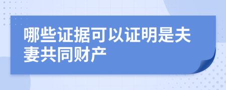 哪些證據(jù)可以證明是夫妻共同財(cái)產(chǎn)