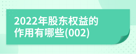 2022年股東權(quán)益的作用有哪些(002)